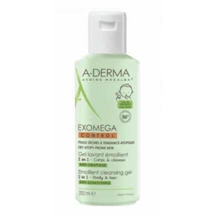 A-DERMA EXOMEGA CONTROL GEL LAVANT EMOLLIENT 2 EN 1, 200ML